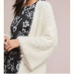 Anthropologie Sleeping on Snow Textured Open Cream Cardigan - One Size